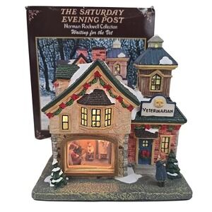 Norman Rockwell Saturday Evening Post Waiting for Vet Lighted Porcelain House